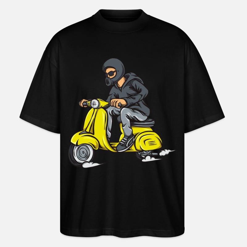 Pilote de scooter masqué en sweat à capuche - T-shirt bio Blaster 2.0 coupe oversize Stanley/Stella Unisexe - noir