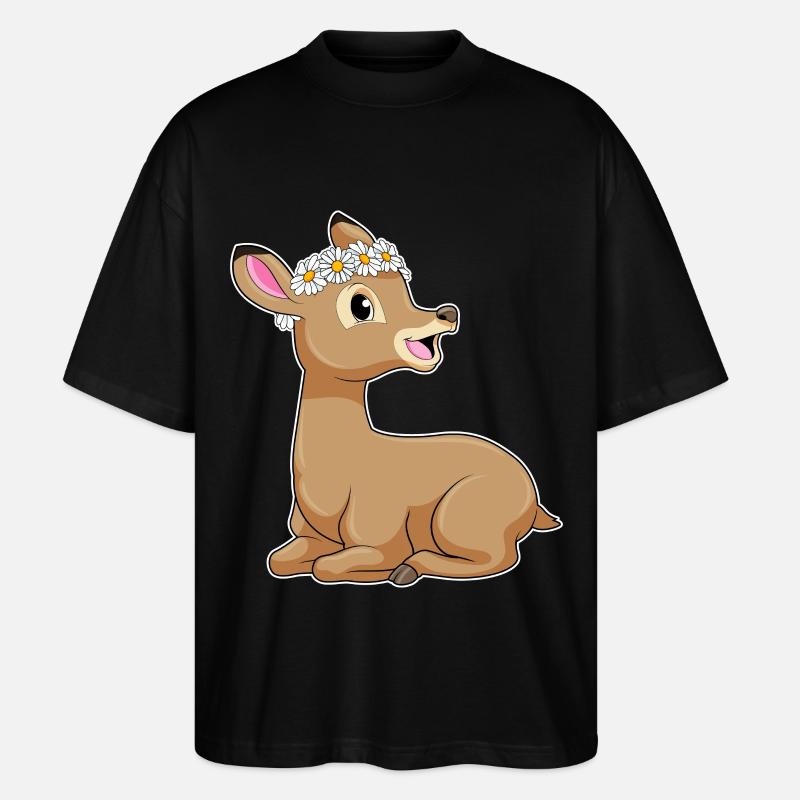 Reh Gänseblümchen - Stanley/Stella Oversized Unisex Bio T-Shirt Blaster 2.0 - Schwarz