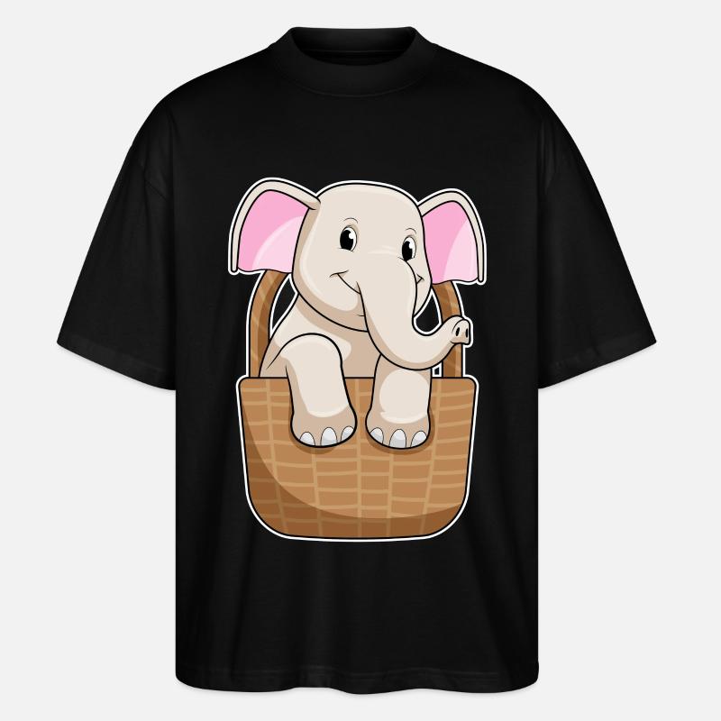 Elefant mit Korb - Stanley/Stella Oversized Unisex Bio T-Shirt Blaster 2.0 - Schwarz