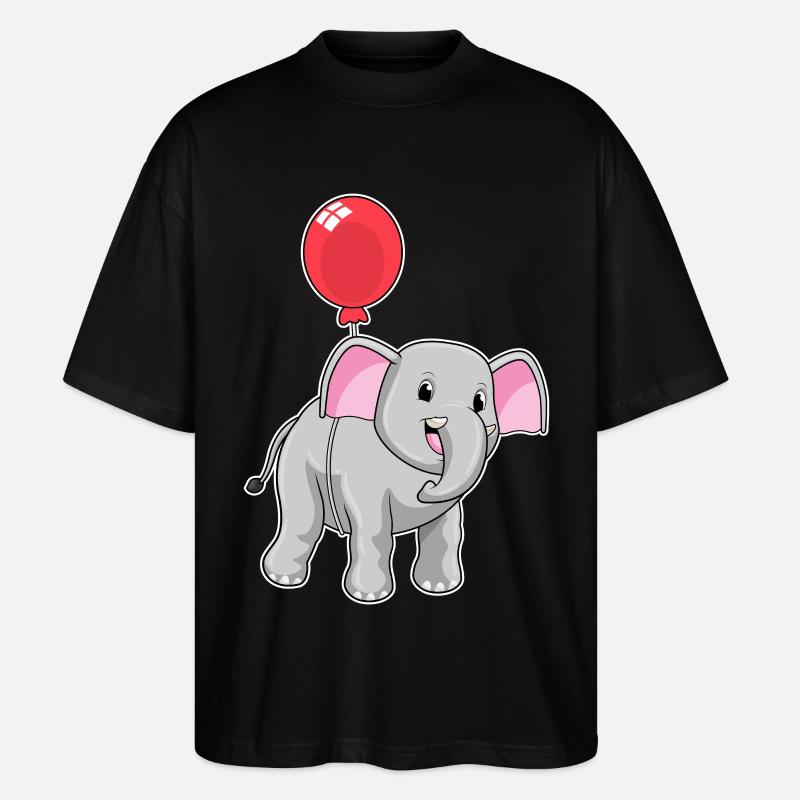 Elefant mit Luftballon - Stanley/Stella Oversized Unisex Bio T-Shirt Blaster 2.0 - Schwarz
