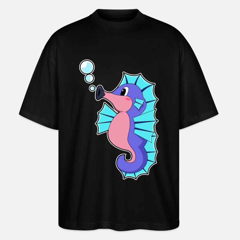 Seepferdchen - Stanley/Stella Oversized Unisex Bio T-Shirt Blaster 2.0 - Schwarz