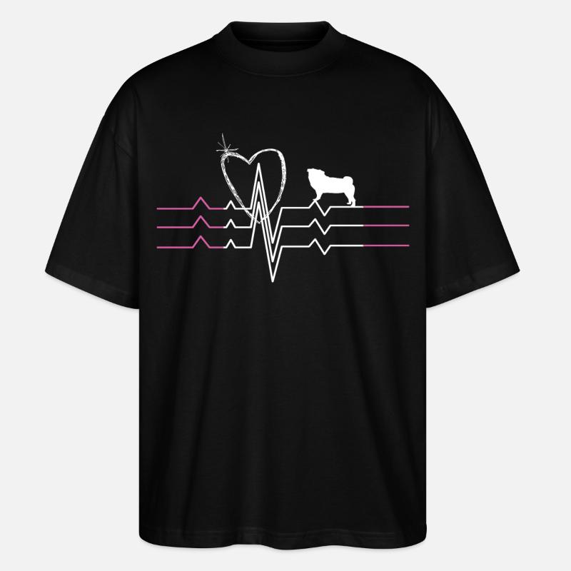 Mops Liebe - Stanley/Stella Oversized Unisex Bio T-Shirt Blaster 2.0 - Schwarz