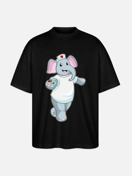 Médecine infirmière éléphant - T-shirt bio Blaster 2.0 coupe oversize Stanley/Stella Unisexe - noir