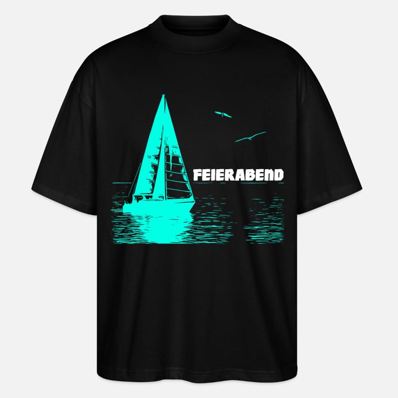 Feierabend Segelboot und 2 Möwen - Stanley/Stella Oversized Unisex Bio T-Shirt Blaster 2.0 - Schwarz
