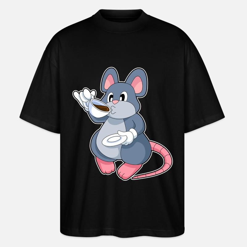 Maus Kaffee Tasse - Stanley/Stella Oversized Unisex Bio T-Shirt Blaster 2.0 - Schwarz