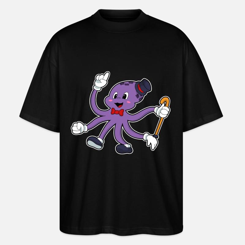 Krake als Zauberer mit Hut - Stanley/Stella Oversized Unisex Bio T-Shirt Blaster 2.0 - Schwarz