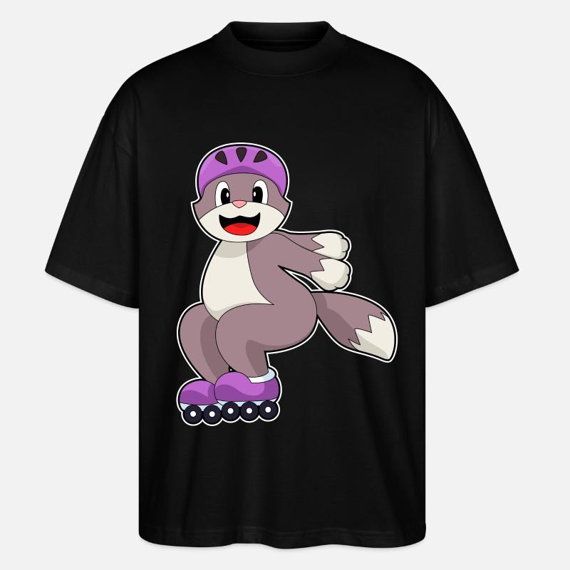 Katze mit Rollschuhe - Stanley/Stella Oversized Unisex Bio T-Shirt Blaster 2.0 - Schwarz