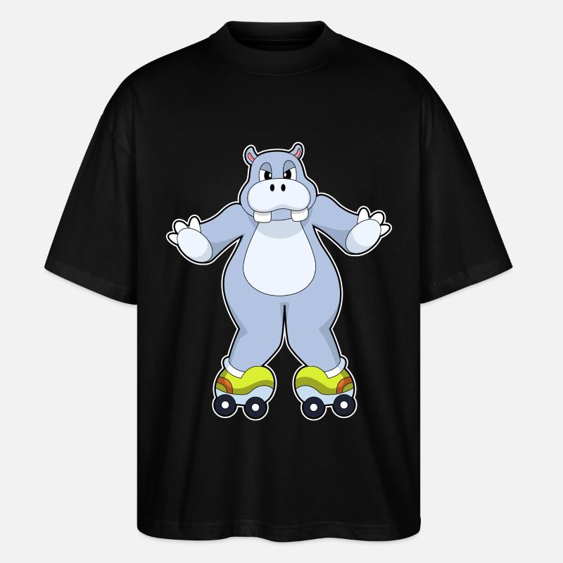 Nilpferd Rollschuhfahren Rollschuhe - Stanley/Stella Oversized Unisex Bio T-Shirt Blaster 2.0 - Schwarz