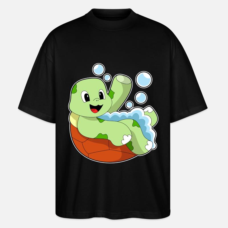 Schildkröte beim Baden mit Schaum - Stanley/Stella Oversized Unisex Bio T-Shirt Blaster 2.0 - Schwarz