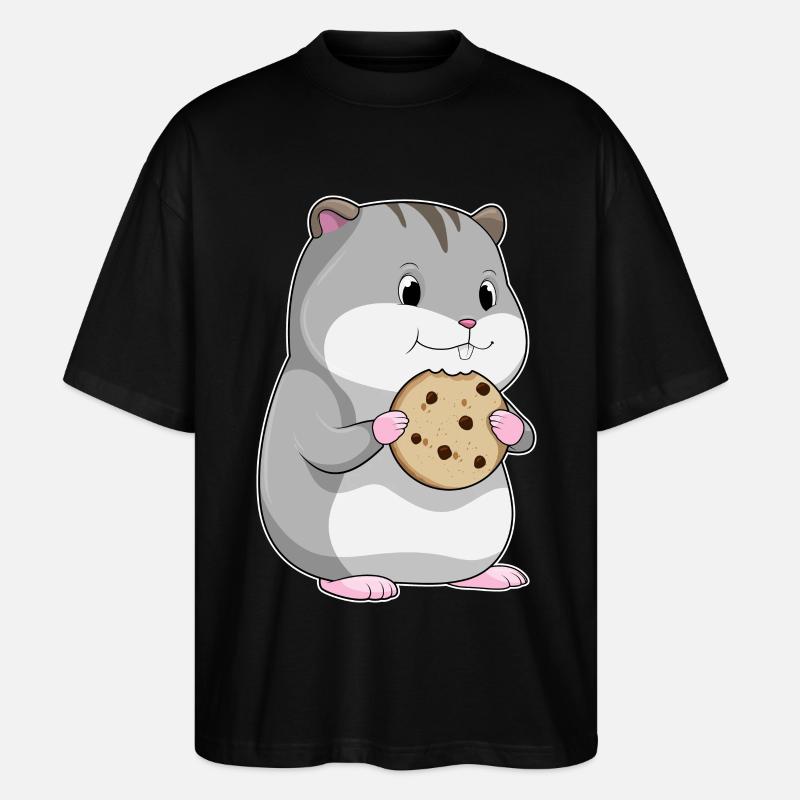 Hamster avec biscuit - T-shirt bio Blaster 2.0 coupe oversize Stanley/Stella Unisexe - noir