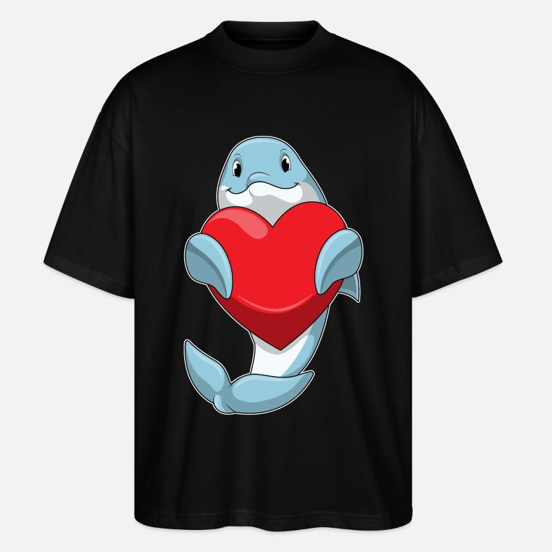 Delfin Herz - Stanley/Stella Oversized Unisex Bio T-Shirt Blaster 2.0 - Schwarz