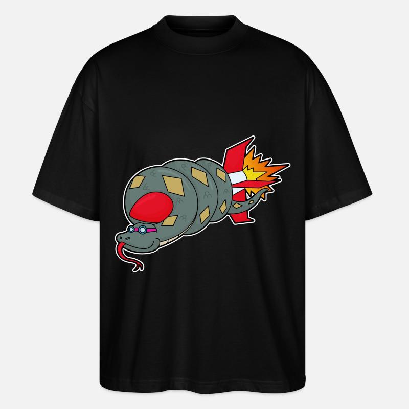 Serpent avec fusée - T-shirt bio Blaster 2.0 coupe oversize Stanley/Stella Unisexe - noir