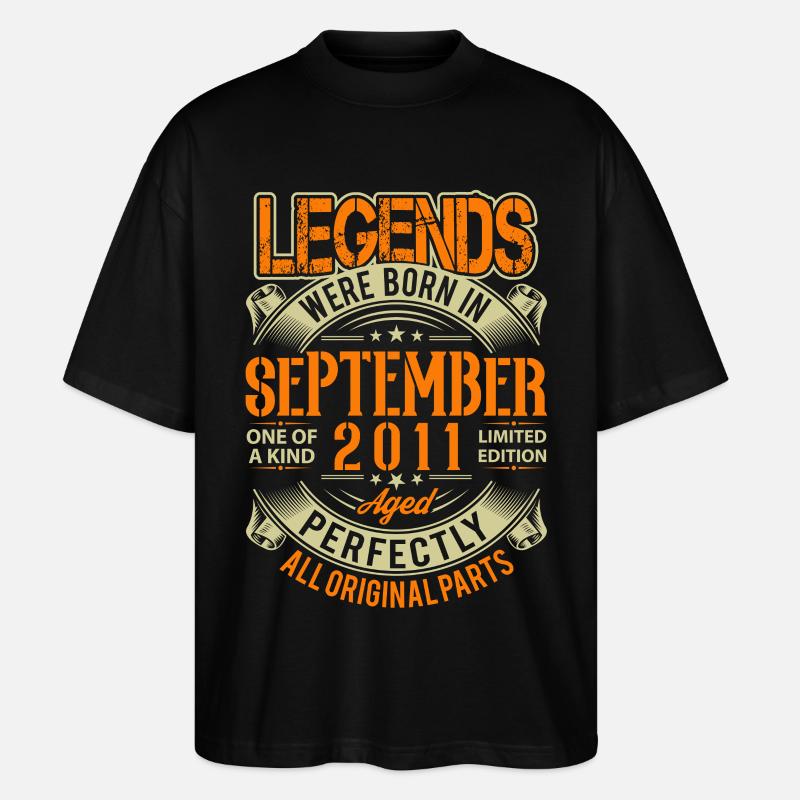 Légende d’anniversaire de septembre 2011 - T-shirt bio Blaster 2.0 coupe oversize Stanley/Stella Unisexe - noir