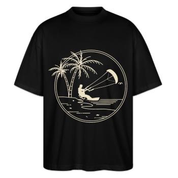 Kitesurfen Kitesurf Kitesurfer Kiteboard - Stanley/Stella Oversized Unisex Bio T-Shirt Blaster 2.0 - Schwarz - Vorne - Alina (178cm) & Michal (187cm)