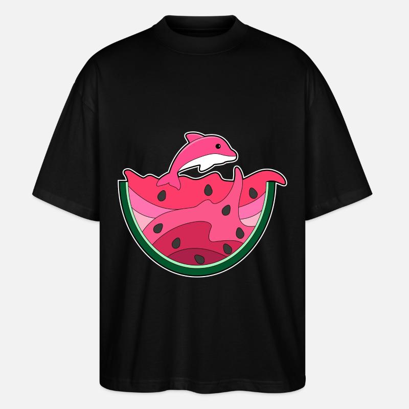 Dauphin à la pastèque - T-shirt bio Blaster 2.0 coupe oversize Stanley/Stella Unisexe - noir