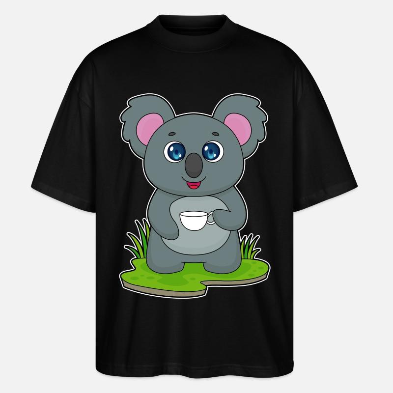 Koala mit Kaffeetasse - Stanley/Stella Oversized Unisex Bio T-Shirt Blaster 2.0 - Schwarz