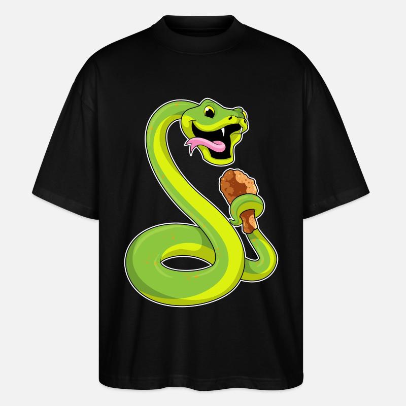 Schlange mit Hähnchen - Stanley/Stella Oversized Unisex Bio T-Shirt Blaster 2.0 - Schwarz