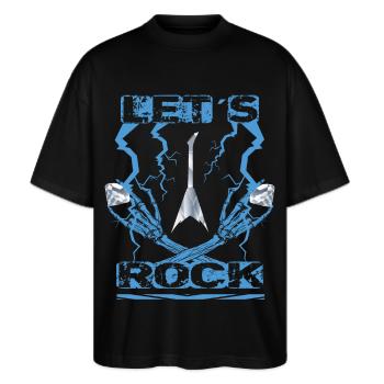 Rock-muusikot - Stanley/Stella Blaster 2.0 Unisex Oversized Luomu T-paita - musta - Edestä - Alina (178cm) & Michal (187cm)