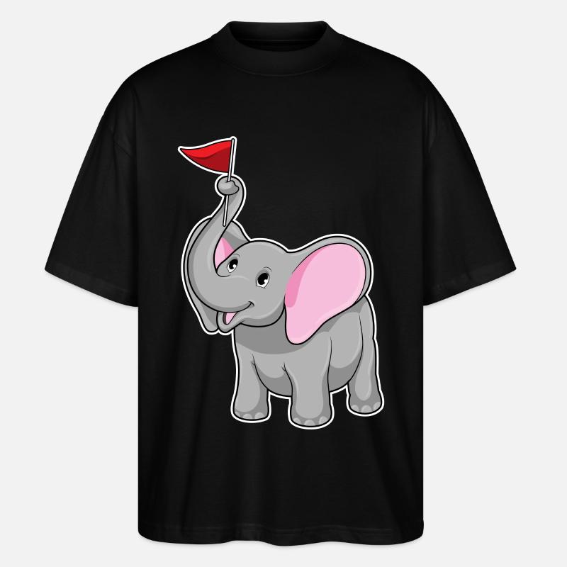 Éléphant avec drapeau - T-shirt bio Blaster 2.0 coupe oversize Stanley/Stella Unisexe - noir