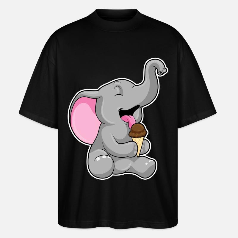 Elefant mit Schoko Waffeleis - Stanley/Stella Oversized Unisex Bio T-Shirt Blaster 2.0 - Schwarz