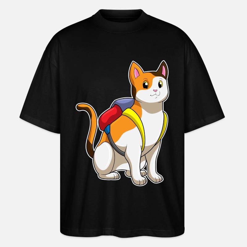 Chat avec cartable - T-shirt bio Blaster 2.0 coupe oversize Stanley/Stella Unisexe - noir