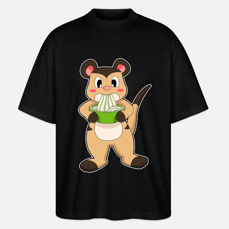 Erdmännchen mit Ramen - Stanley/Stella Oversized Unisex Bio T-Shirt Blaster 2.0 - Schwarz