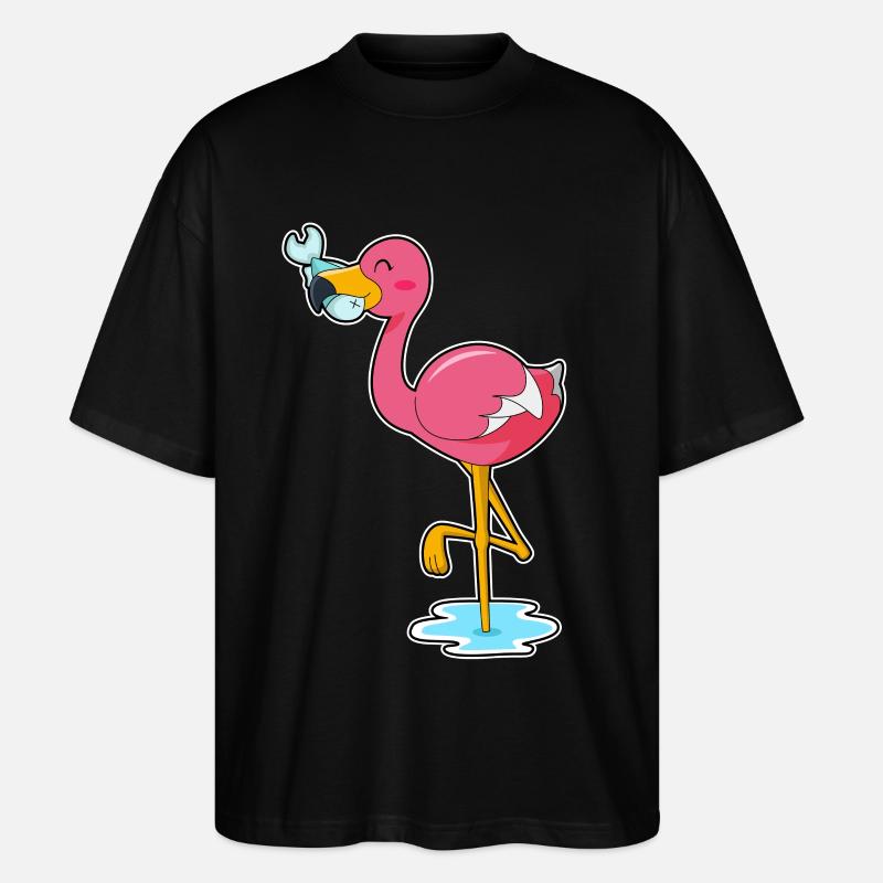 Flamingo mit Fisch - Stanley/Stella Oversized Unisex Bio T-Shirt Blaster 2.0 - Schwarz