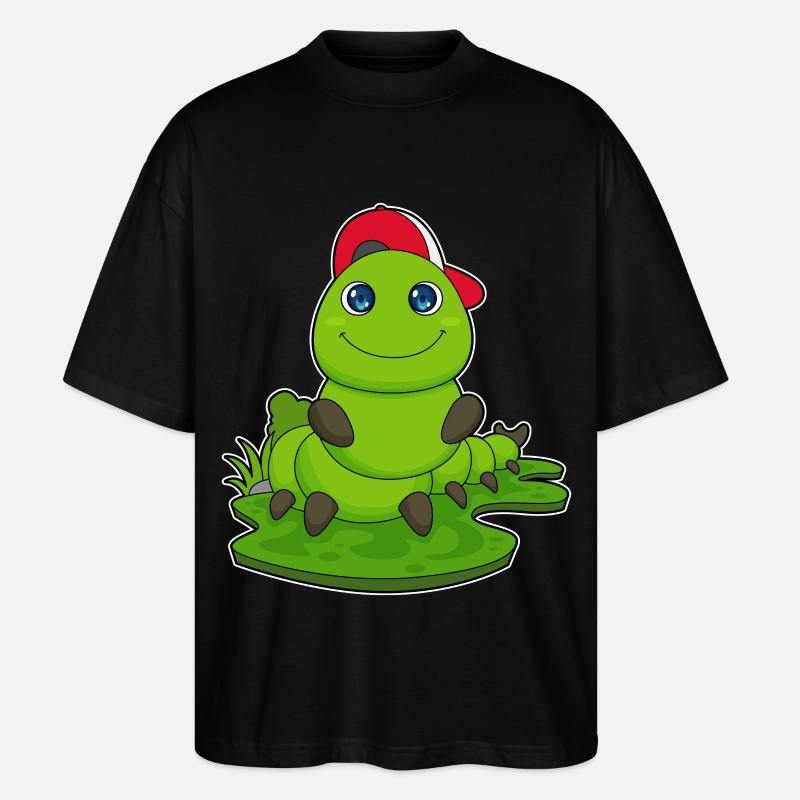 Raupe mit Cap - Stanley/Stella Oversized Unisex Bio T-Shirt Blaster 2.0 - Schwarz