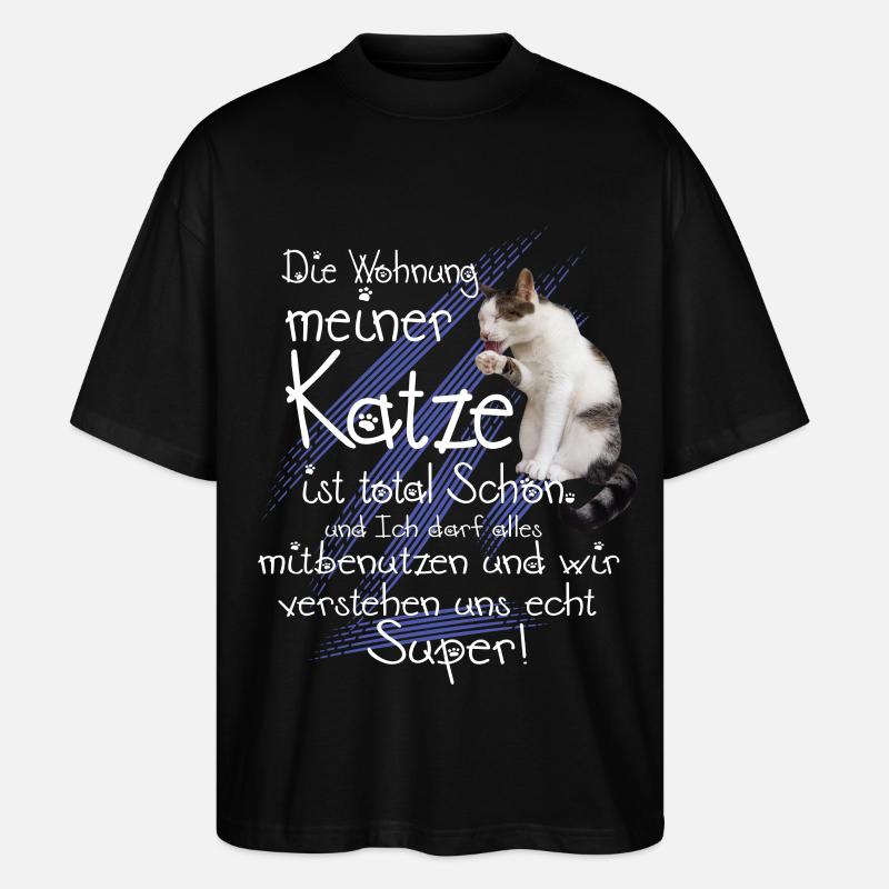 Katzen Wohnung - Stanley/Stella Oversized Unisex Bio T-Shirt Blaster 2.0 - Schwarz