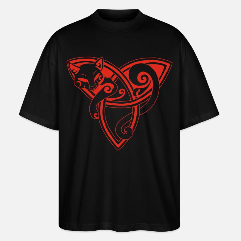 Keltische Katze in Ruhe (rot) - Stanley/Stella Oversized Unisex Bio T-Shirt Blaster 2.0 - Schwarz
