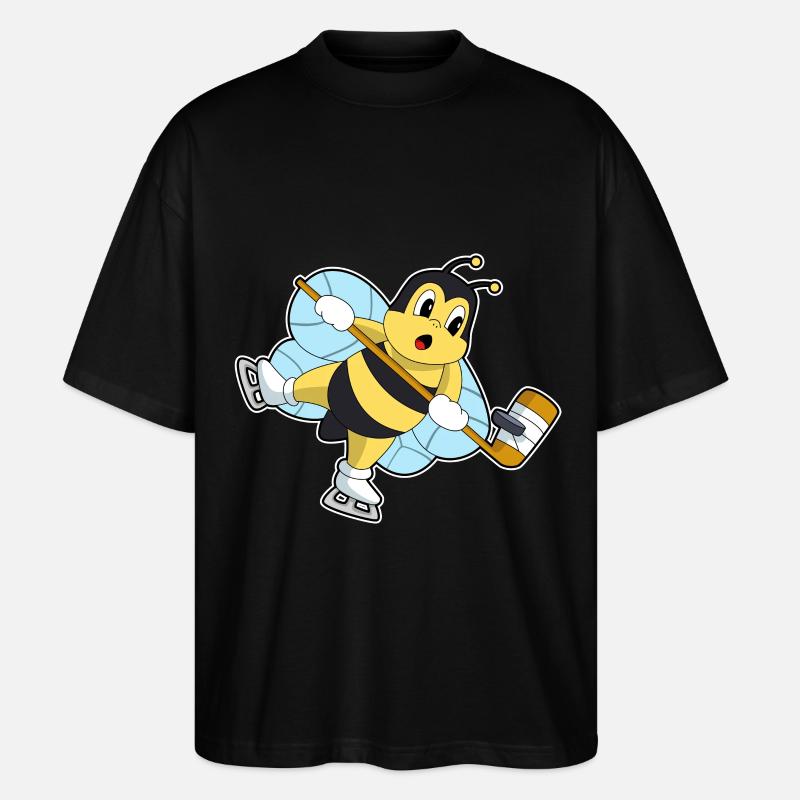 Biene Eishockey Eishockeyschläger - Stanley/Stella Oversized Unisex Bio T-Shirt Blaster 2.0 - Schwarz