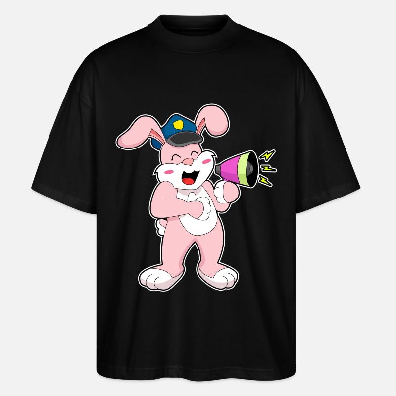 Rabbit Policier Microphone - T-shirt bio Blaster 2.0 coupe oversize Stanley/Stella Unisexe - noir