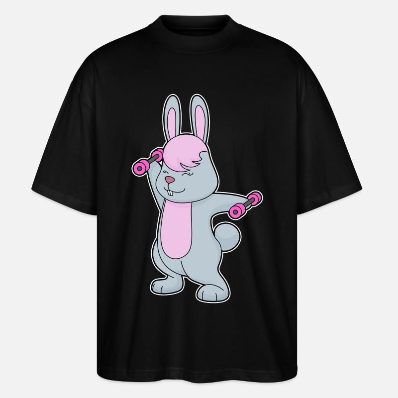 Culturisme Bunny Bodybuilder Haltères - T-shirt bio Blaster 2.0 coupe oversize Stanley/Stella Unisexe - noir