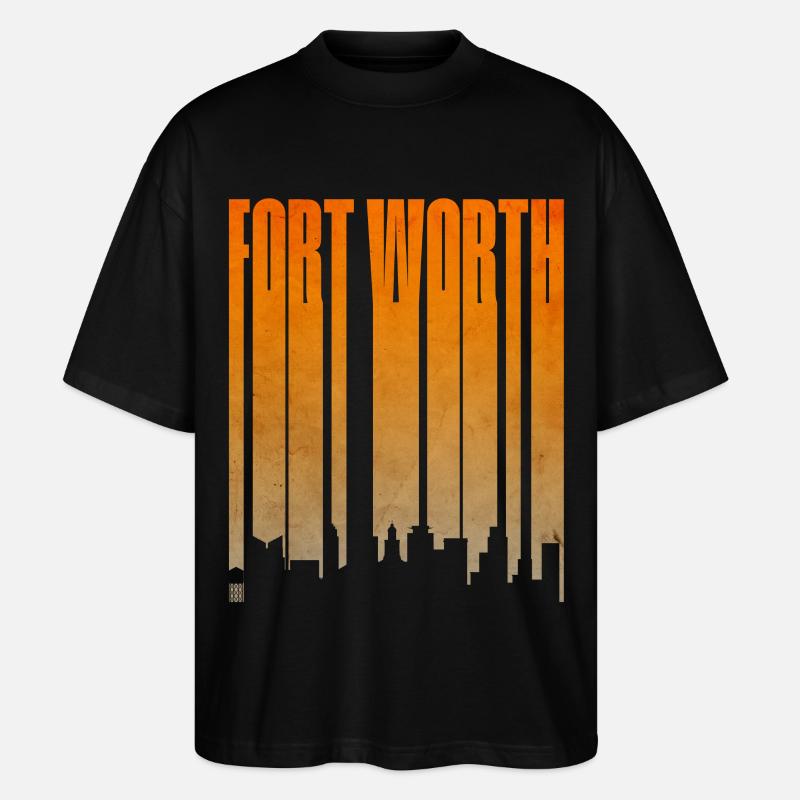 Fort Worth Skyline Gradient - Stanley/Stella Oversized Unisex Bio T-Shirt Blaster 2.0 - Schwarz