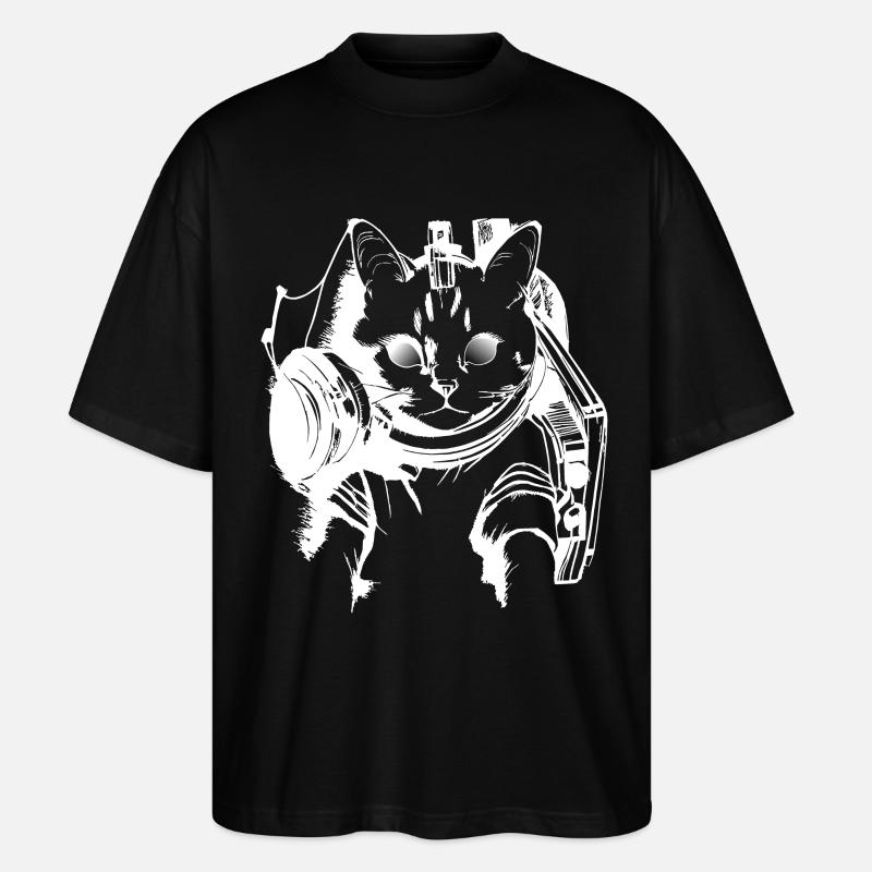 DJ Chat en blanc - T-shirt bio Blaster 2.0 coupe oversize Stanley/Stella Unisexe - noir
