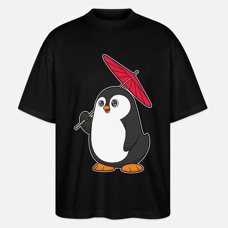 Pinguin Regenschirm - Stanley/Stella Oversized Unisex Bio T-Shirt Blaster 2.0 - Schwarz