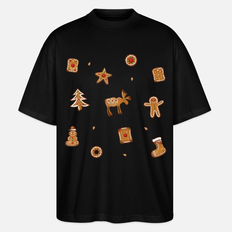Lebkuchen Plätzchen Spekulatius - Stanley/Stella Oversized Unisex Bio T-Shirt Blaster 2.0 - Schwarz