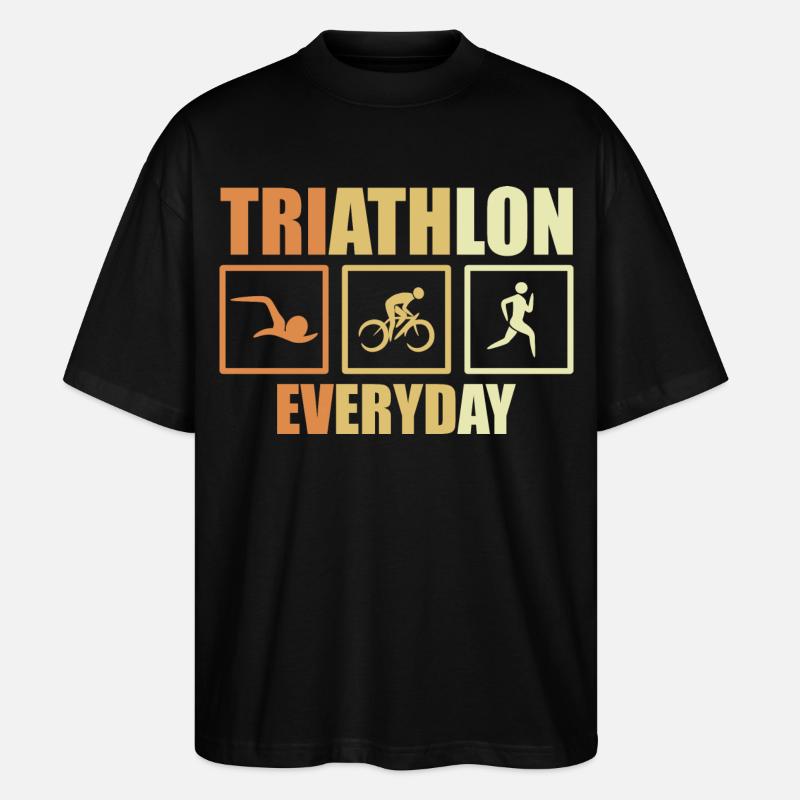 Fahrrad Triathlon Routine - Stanley/Stella Oversized Unisex Bio T-Shirt Blaster 2.0 - Schwarz
