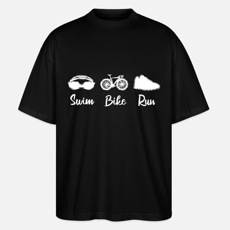 Triathlon Schwimmer Biker Läufer - Stanley/Stella Oversized Unisex Bio T-Shirt Blaster 2.0 - Schwarz