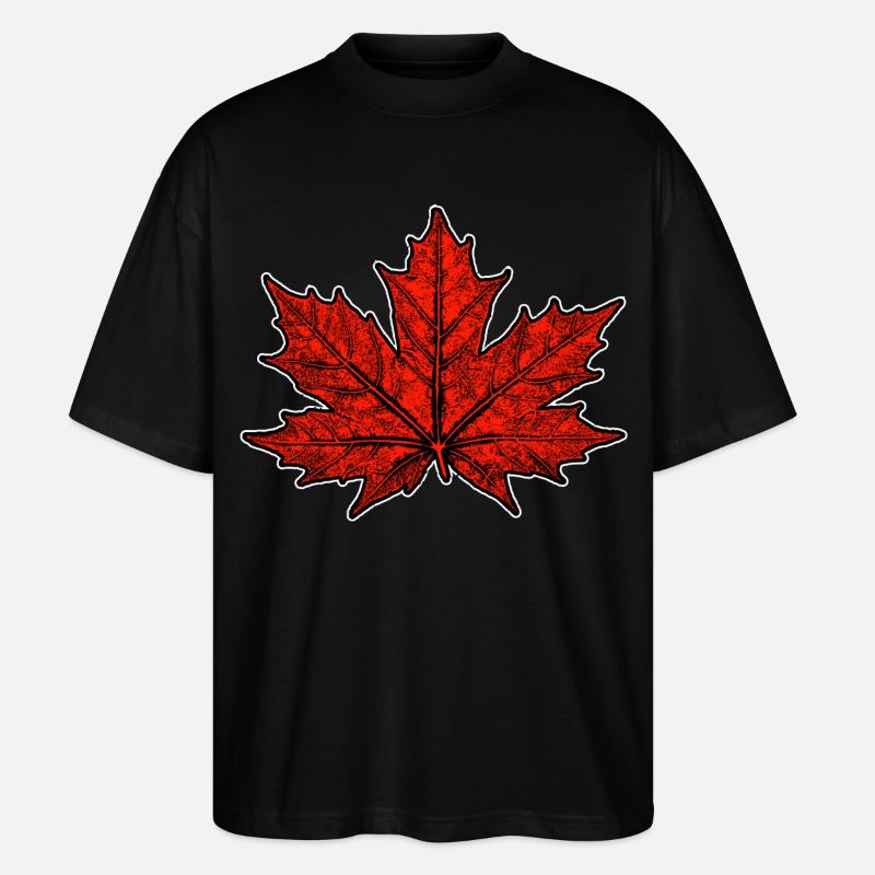 Ahorn / Blatt - Stanley/Stella Oversized Unisex Bio T-Shirt Blaster 2.0 - Schwarz