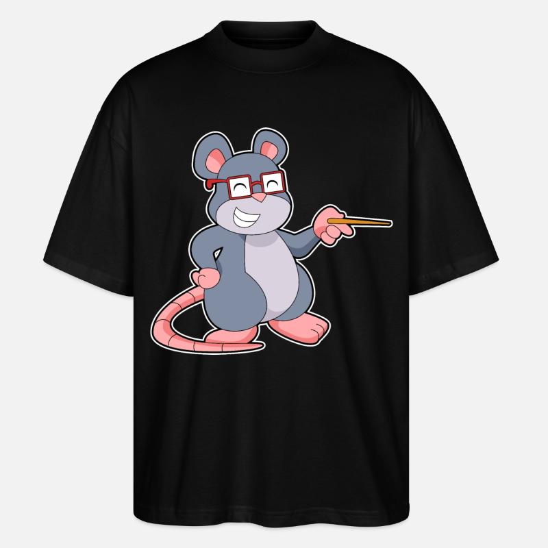 Mouse Teacher Pointer School - Stanley/Stella Oversized Unisex Organic T-shirt Blaster 2.0 - black