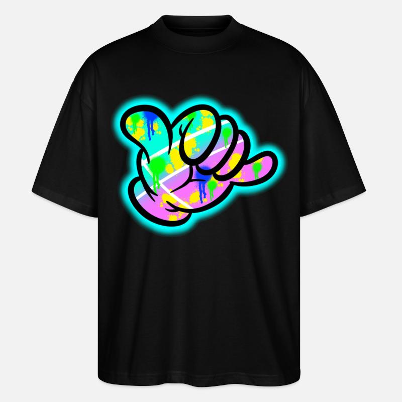 Shaka Graffiti Farbexplosion - Stanley/Stella Oversized Unisex Bio T-Shirt Blaster 2.0 - Schwarz