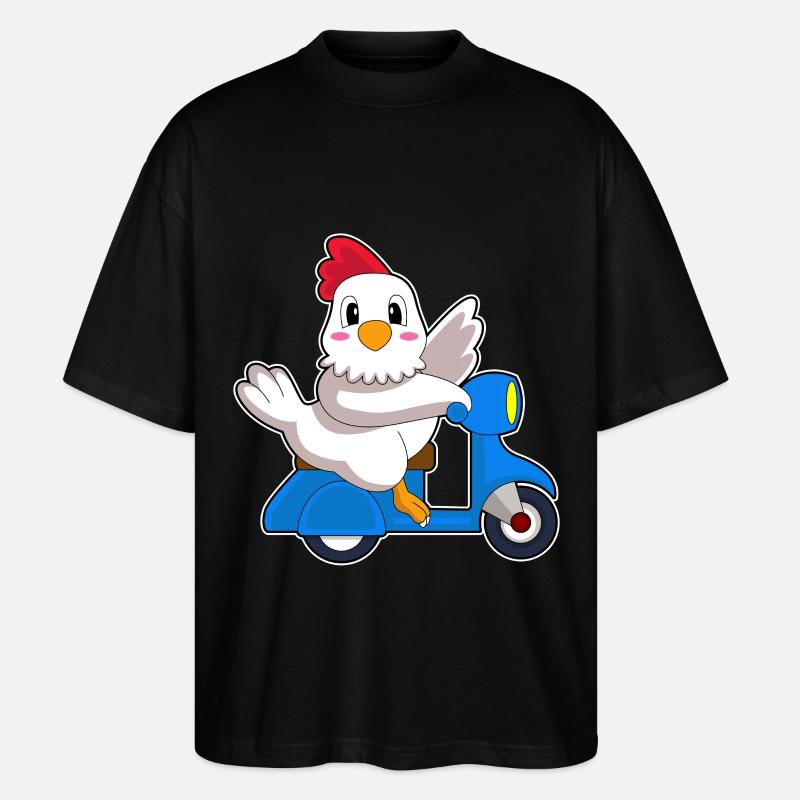 Huhn Motorroller - Stanley/Stella Oversized Unisex Bio T-Shirt Blaster 2.0 - Schwarz