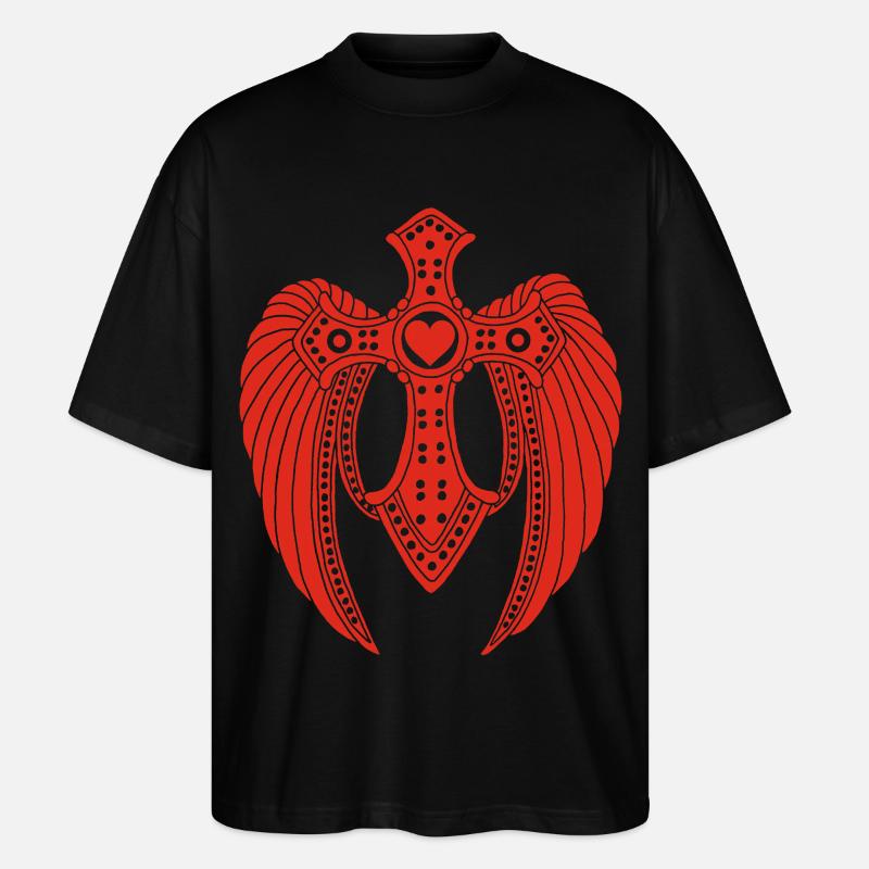 Roter gefallener Engel - Stanley/Stella Oversized Unisex Bio T-Shirt Blaster 2.0 - Schwarz