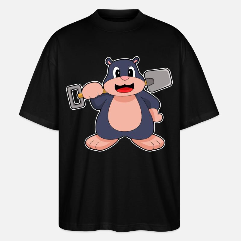Maulwurf Bergarbeiter Schaufel Bergbau - Stanley/Stella Oversized Unisex Bio T-Shirt Blaster 2.0 - Schwarz