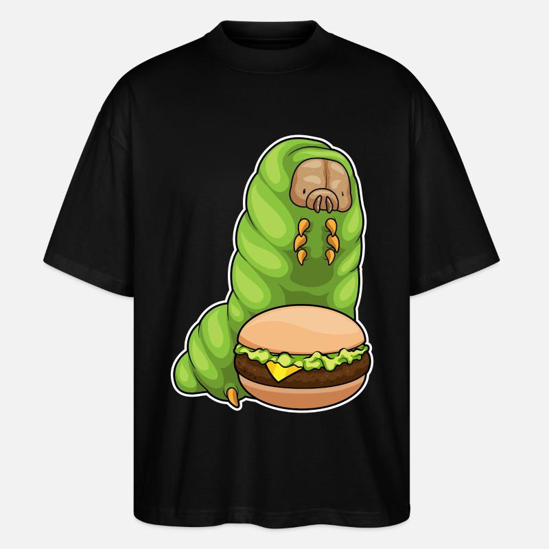 Raupe Cheeseburger - Stanley/Stella Oversized Unisex Bio T-Shirt Blaster 2.0 - Schwarz