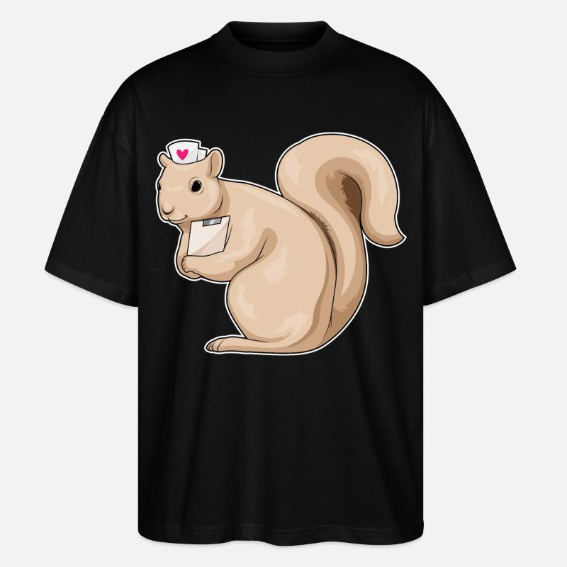 Eichhörnchen Krankenschwester Herz - Stanley/Stella Oversized Unisex Bio T-Shirt Blaster 2.0 - Schwarz