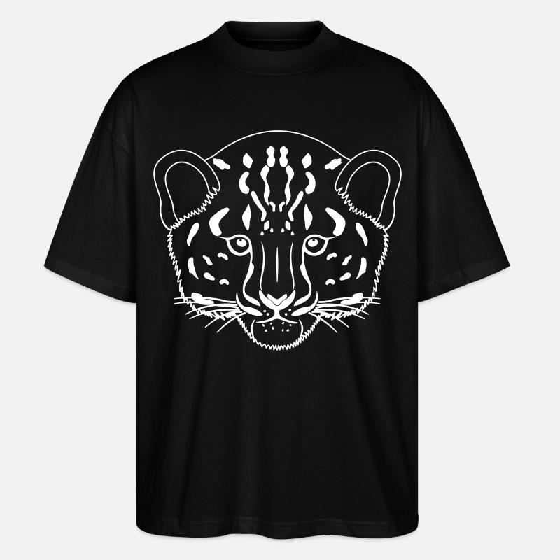 Panther Leopard Jaguar Kopf - Umriss - Stanley/Stella Oversized Unisex Bio T-Shirt Blaster 2.0 - Schwarz