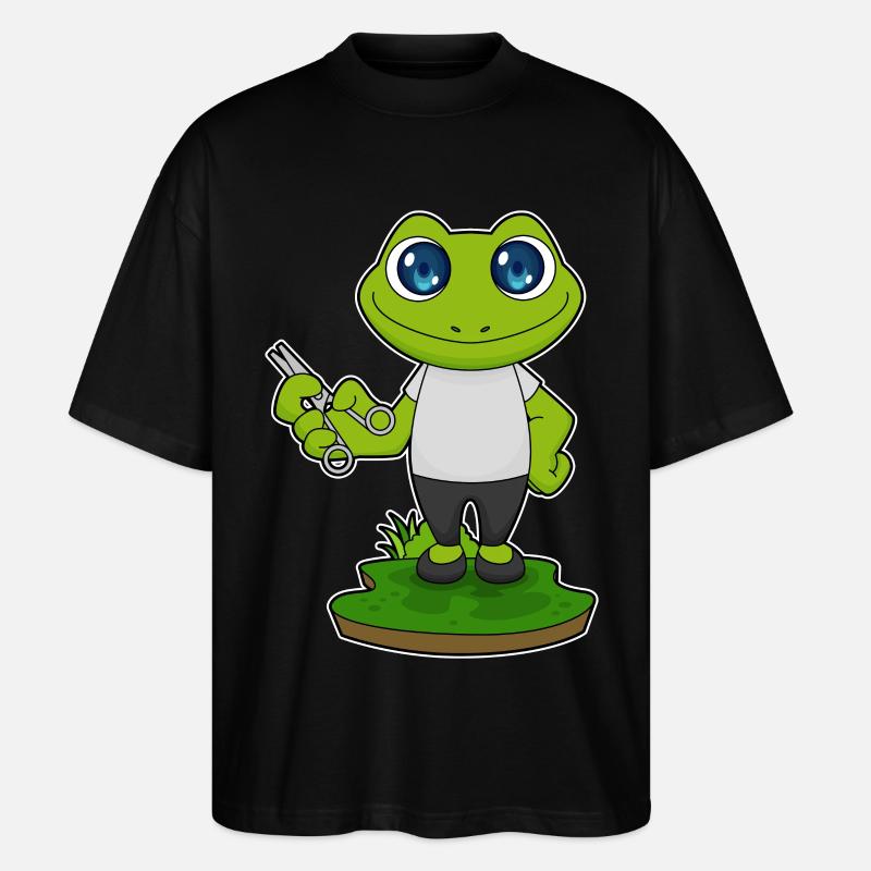 Frosch Barbier Schere - Stanley/Stella Oversized Unisex Bio T-Shirt Blaster 2.0 - Schwarz