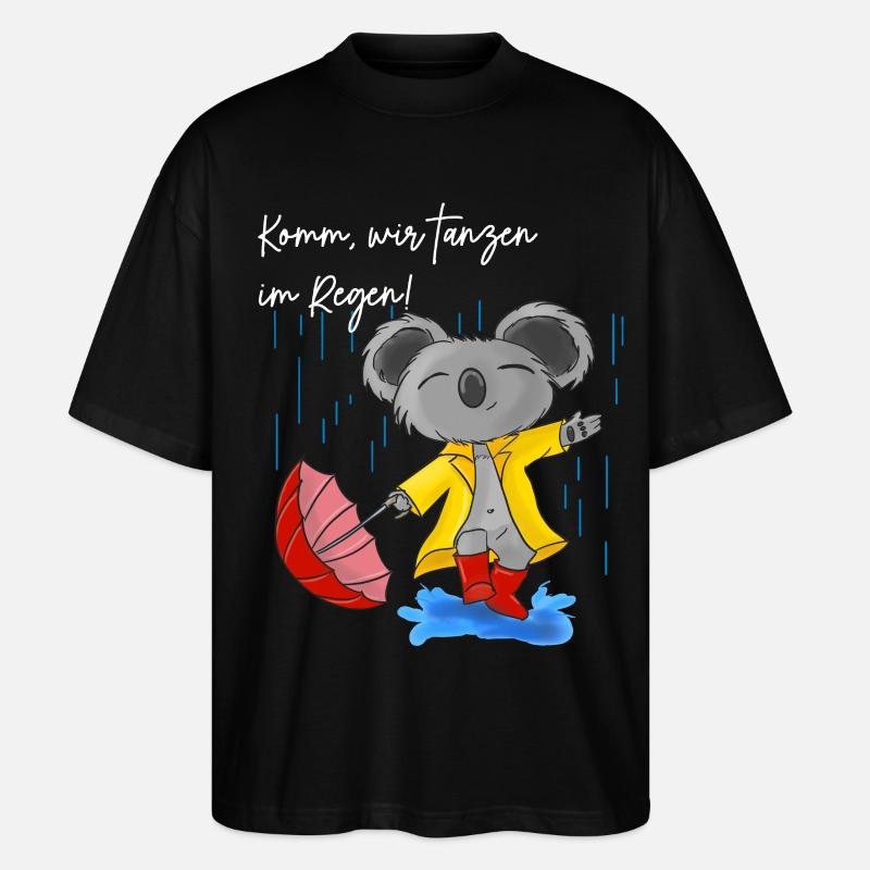 Niedlicher Koala mit Regenschirm - Stanley/Stella Oversized Unisex Bio T-Shirt Blaster 2.0 - Schwarz